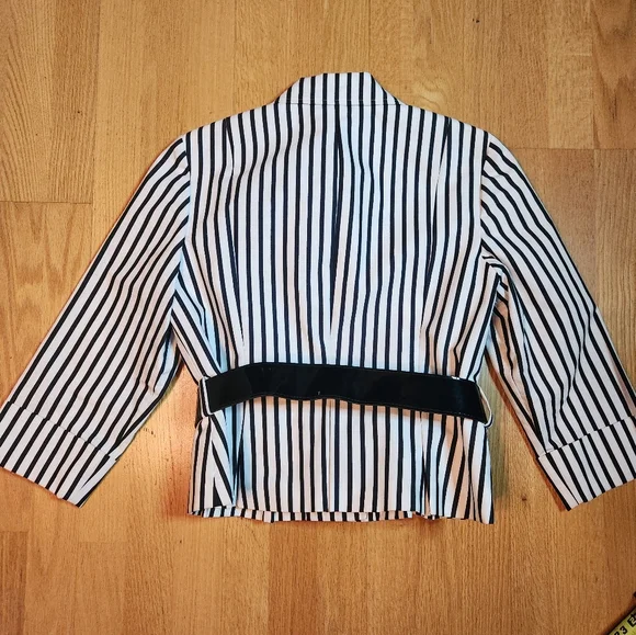 Anne Klein Black and White Striped Jacket - Picture 4 of 11